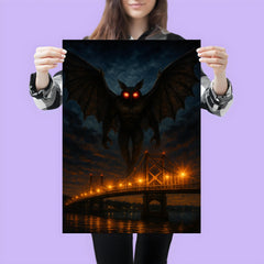 Mothman over Point Pleasant bridge lights poster 3