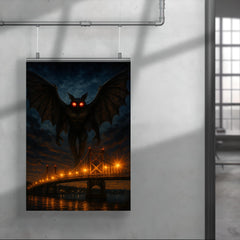 Mothman over Point Pleasant bridge lights poster 4