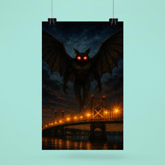 Mothman over Point Pleasant bridge lights poster 6