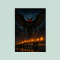 Mothman over Point Pleasant bridge lights poster 8