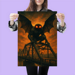 Mothman over Point Pleasant bridge steel poster 3