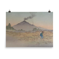 Mount Asama by Koho Shoda poster on a plain backdrop in size 8"x10".