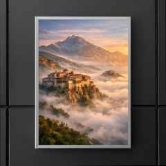 Mount Athos monasteries above the Aegean mist poster 5