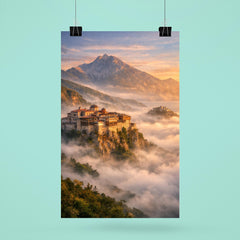 Mount Athos monasteries above the Aegean mist poster 6