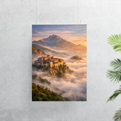 Mount Athos monasteries above the Aegean mist poster 7