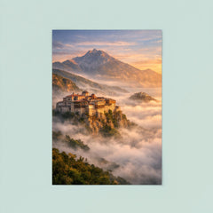 Mount Athos monasteries above the Aegean mist poster 8