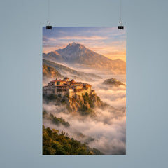 Mount Athos monasteries above the Aegean mist poster 9