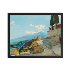Mount Etna by Max Friedrich Ferdinand Rabes framed print on a plain backdrop in size 16"x20".
