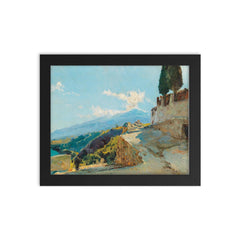 Mount Etna by Max Friedrich Ferdinand Rabes framed print on a plain backdrop in size 8"x10".