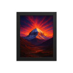 Mount Kailash beneath impossible dawn light framed print on a plain backdrop in size 8"x10".