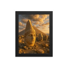Mount Nemrut Summit Statues Turkey framed print on a plain backdrop in size 8"x10".