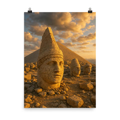 Mount Nemrut Summit Statues Turkey poster on a plain backdrop in size 8"x10".