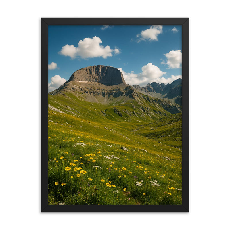 Mount Olympus Muses Plateau Greece framed print on a plain backdrop in size 18