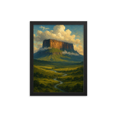 Mount Roraima Venezuela Brazil Guyana framed print on a plain backdrop in size 12"x16".