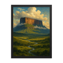 Mount Roraima Venezuela Brazil Guyana framed print on a plain backdrop in size 18"x24".
