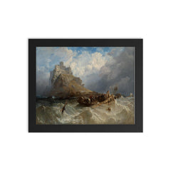 Mount St Michael, Cornwall by Clarkson Stanfield, 1830 framed print on a plain backdrop in size 8"x10".