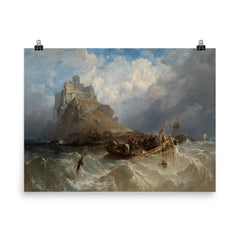 Mount St Michael, Cornwall by Clarkson Stanfield, 1830 poster on a plain backdrop in size 8"x10".