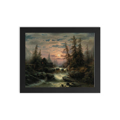 Mountain Stream in the Moonlight by Albert Rieger framed print on a plain backdrop in size 8"x10".