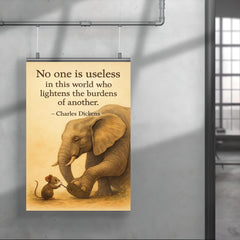 mouse helping elephant quote lighten burdens inspiring poster 4