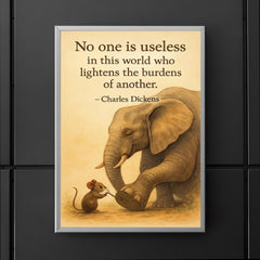 mouse helping elephant quote lighten burdens inspiring poster 5