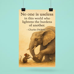 mouse helping elephant quote lighten burdens inspiring poster 6