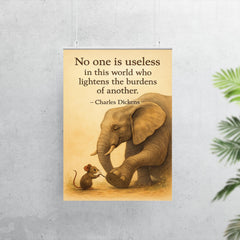 mouse helping elephant quote lighten burdens inspiring poster 7