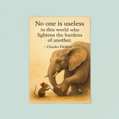 mouse helping elephant quote lighten burdens inspiring poster 8