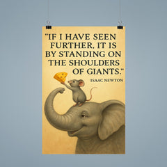 mouse on elephant reaching if I have seen further it is by standing on the shoulders of giants quot poster 9