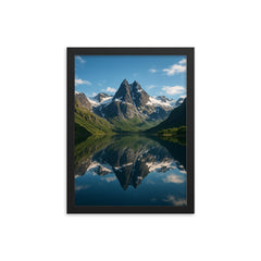 Moysalen National Park Peaks Norway framed print on a plain backdrop in size 12"x16".