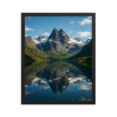 Moysalen National Park Peaks Norway framed print on a plain backdrop in size 16"x20".