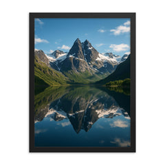 Moysalen National Park Peaks Norway framed print on a plain backdrop in size 18"x24".