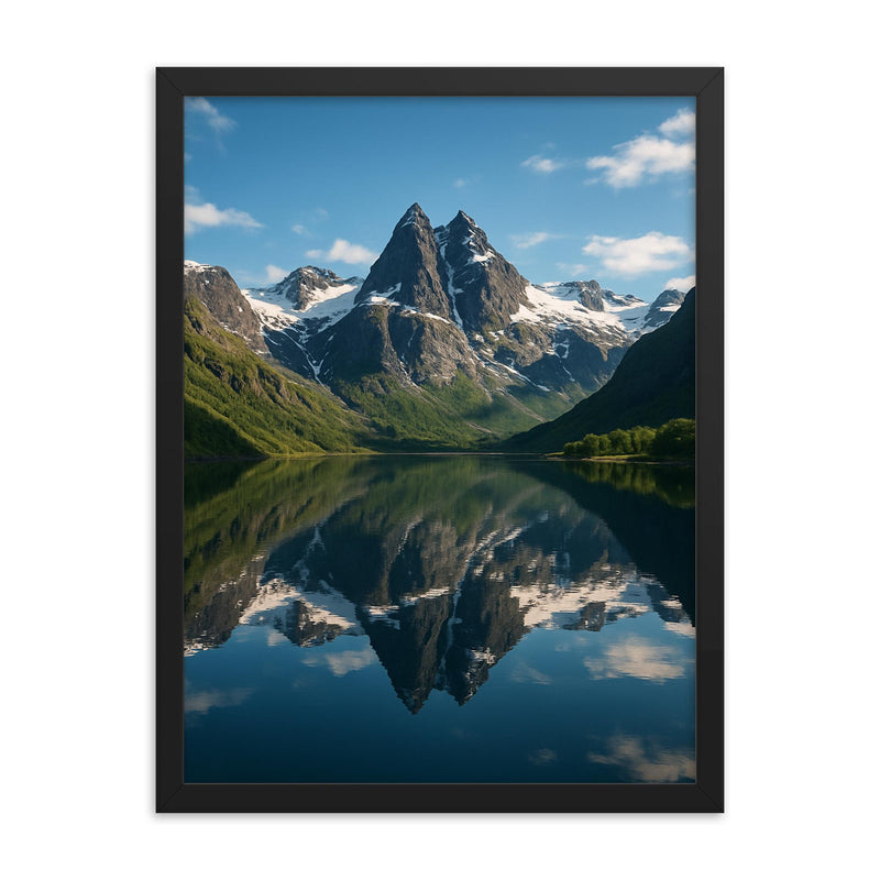 Moysalen National Park Peaks Norway framed print on a plain backdrop in size 18