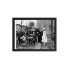 Mrs Coolidge at Walter Reed Hospital, vintage photo framed print on a plain backdrop in size 12"x16".