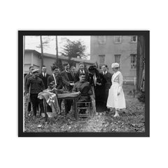 Mrs Coolidge at Walter Reed Hospital, vintage photo framed print on a plain backdrop in size 16"x20".