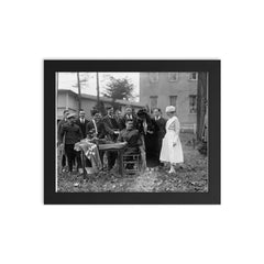 Mrs Coolidge at Walter Reed Hospital, vintage photo framed print on a plain backdrop in size 8"x10".