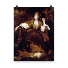 Mrs. Siddons as the Tragic Muse by Joshua Reynolds, 1789 poster on a plain backdrop in size 8"x10".