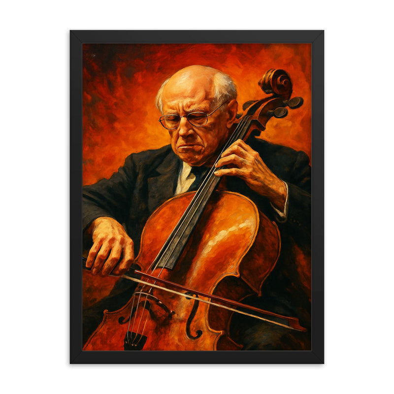 Mstislav Rostropovich framed print on a plain backdrop in size 18