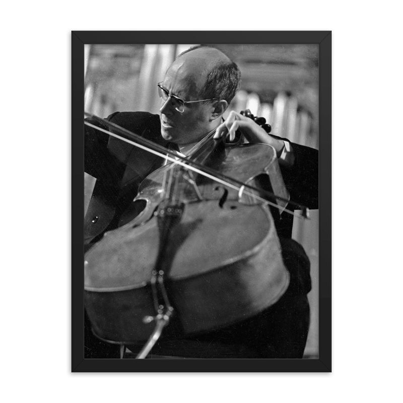Mstislav Rostropovich framed print on a plain backdrop in size 18