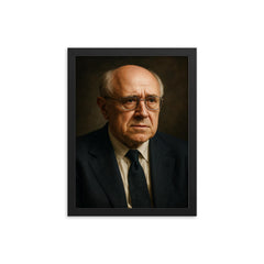 Mstislav Rostropovich portrait framed print on a plain backdrop in size 12"x16".