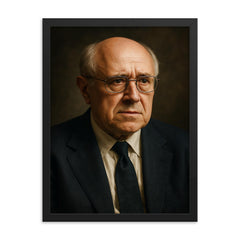 Mstislav Rostropovich portrait framed print on a plain backdrop in size 18"x24".