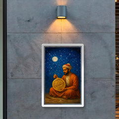 Mughal astrolabe maker under indigo celestial dome poster 2