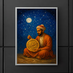 Mughal astrolabe maker under indigo celestial dome poster 5