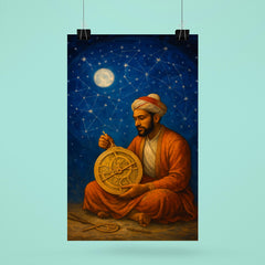 Mughal astrolabe maker under indigo celestial dome poster 6