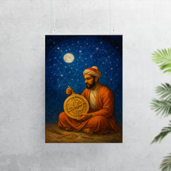 Mughal astrolabe maker under indigo celestial dome poster 7