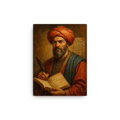 Muhammad ibn Musa al Khwarizmi canvas print on a plain backdrop in size 12"x16".