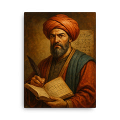 Muhammad ibn Musa al Khwarizmi canvas print on a plain backdrop in size 18"x24".