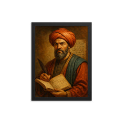 Muhammad ibn Musa al Khwarizmi framed print on a plain backdrop in size 12"x16".