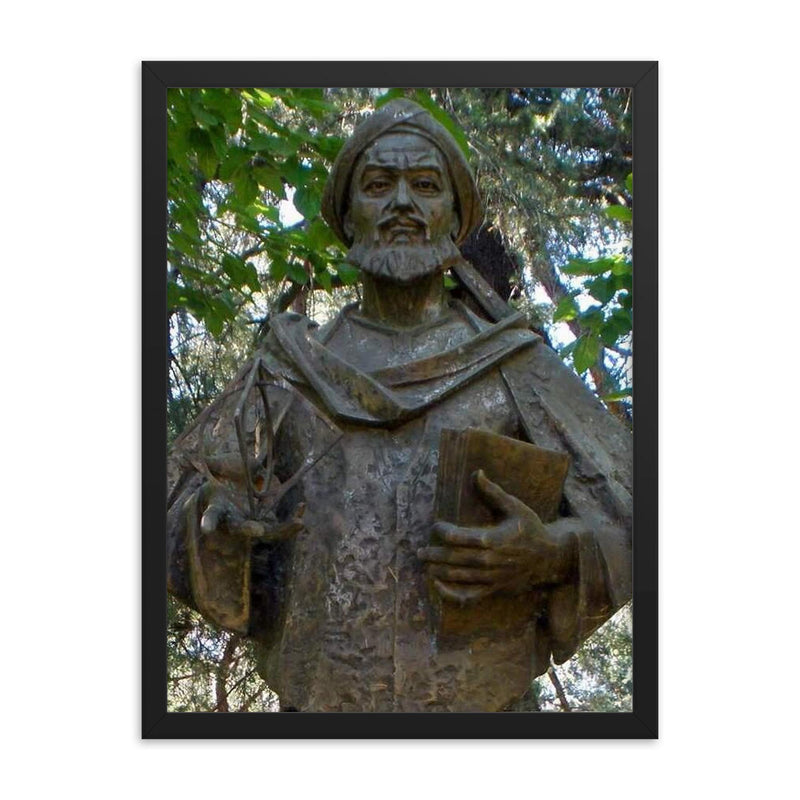 Muhammad ibn Musa al Khwarizmi framed print on a plain backdrop in size 18
