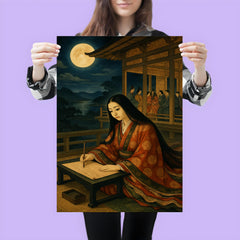 Murasaki Shikibu moonlit court writing scene poster 3