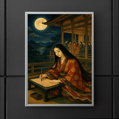 Murasaki Shikibu moonlit court writing scene poster 5